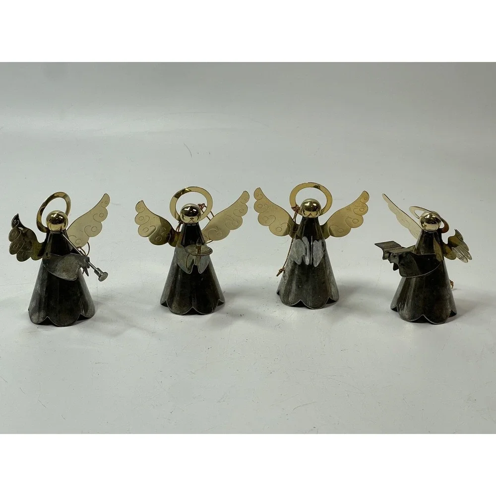 Metal Angel Ornaments Vintage Silver Color Metal Made In Taiwan Color tarnishing